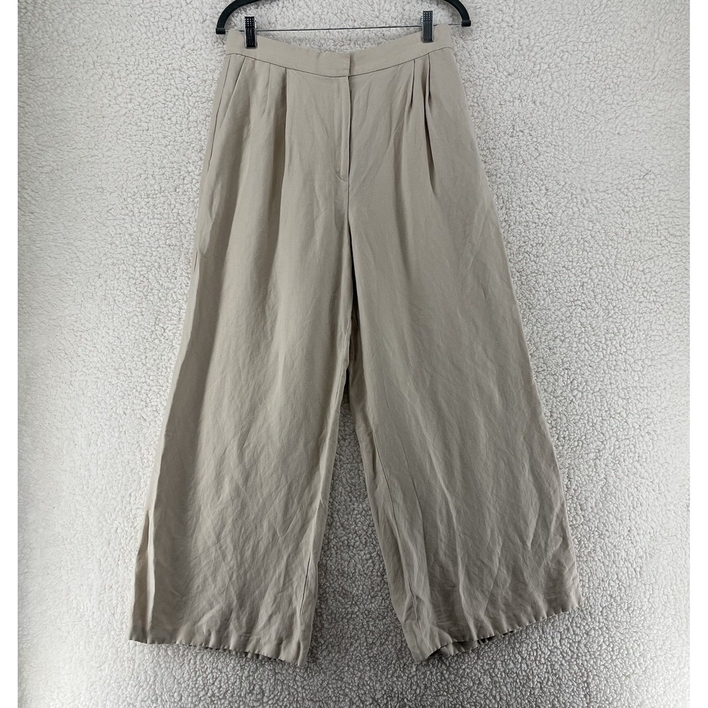 Ann Taylor Linen Blend Wide Leg Trousers Women's Size 8 Coastal Academia Preppy